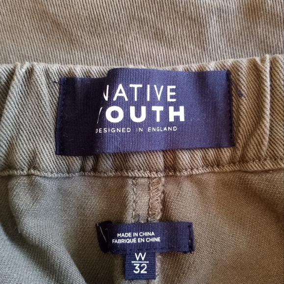 Native Youth Baggy Belted Olive Green Khaki Cargo Pant Utility Skater Emo Street - Picture 7 of 8